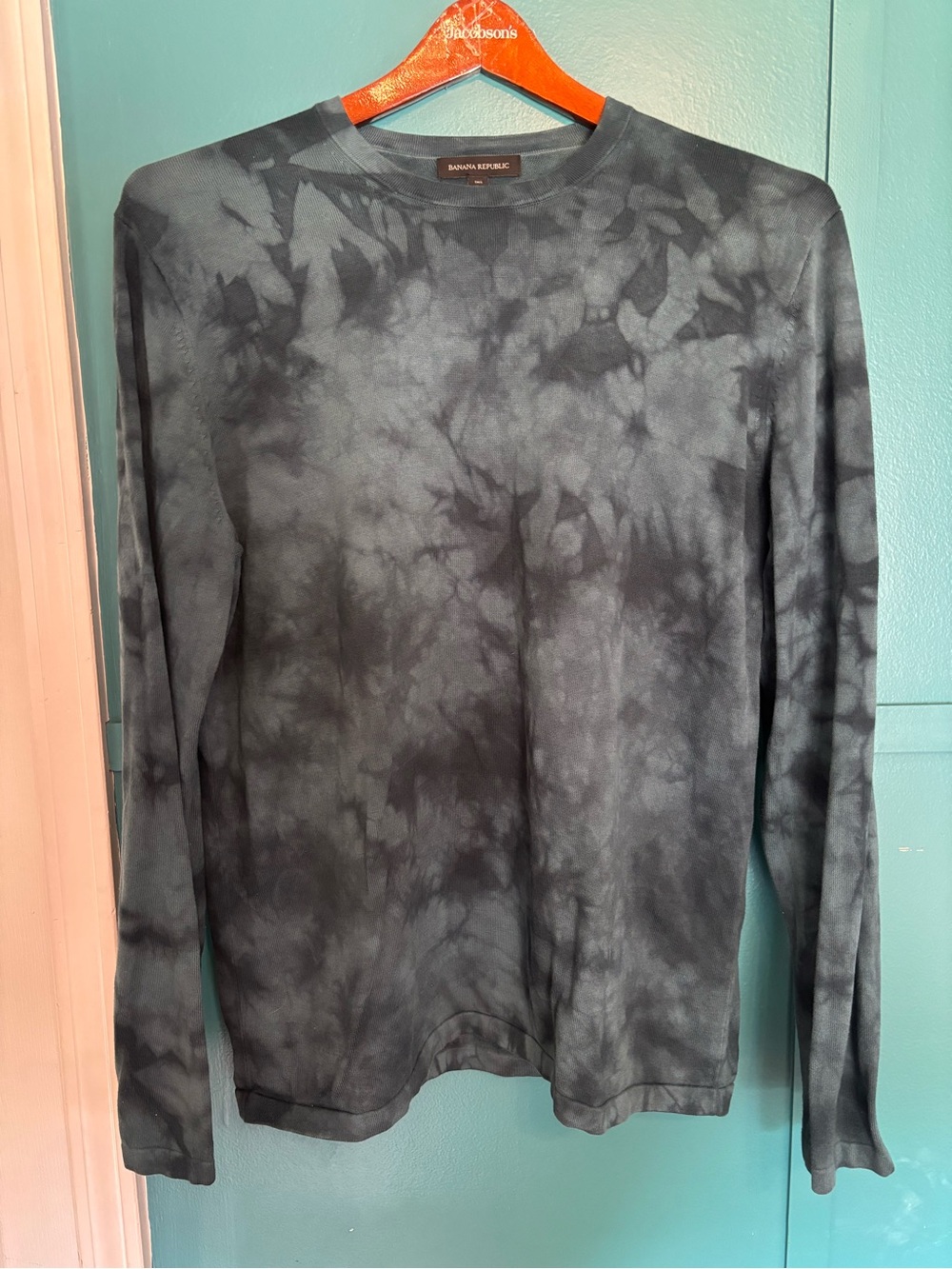 Banana Republic Men's Dark Blue Tie-Dye Long Sleeve Sweater Size Tall Large